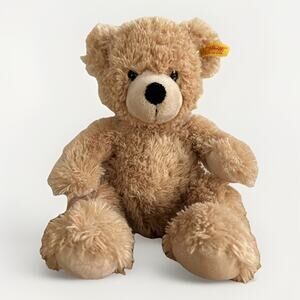 Steiff 11" Brown Plush Happy Teddy Bear 111471 Knopf IM Ohr Soft